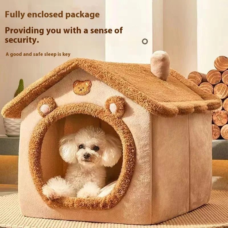 Foldable Pet House Kennel Bed